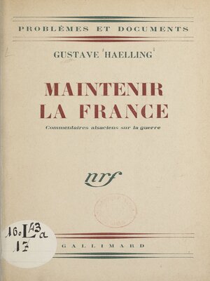 cover image of Maintenir la France